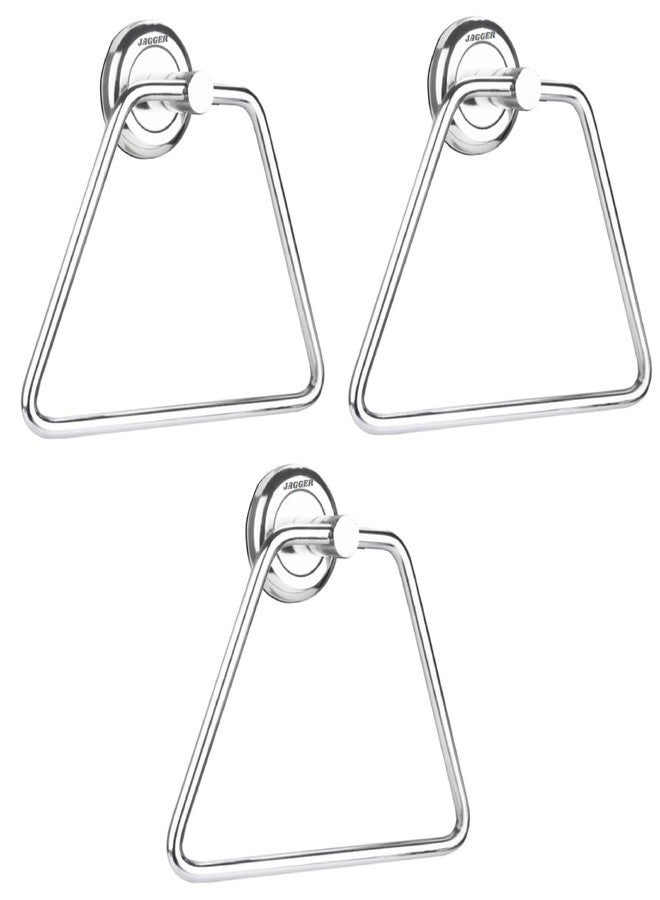 JAGGER JAG225 Triangle Towel Rings/Towel Holder/Hand Towel Stand/Cloth Hanger Napkin Holder/Cloth Stand Towel Holder for Bathroom Kitchen Washbasin (Silver, Pack of - 3) - Image 1